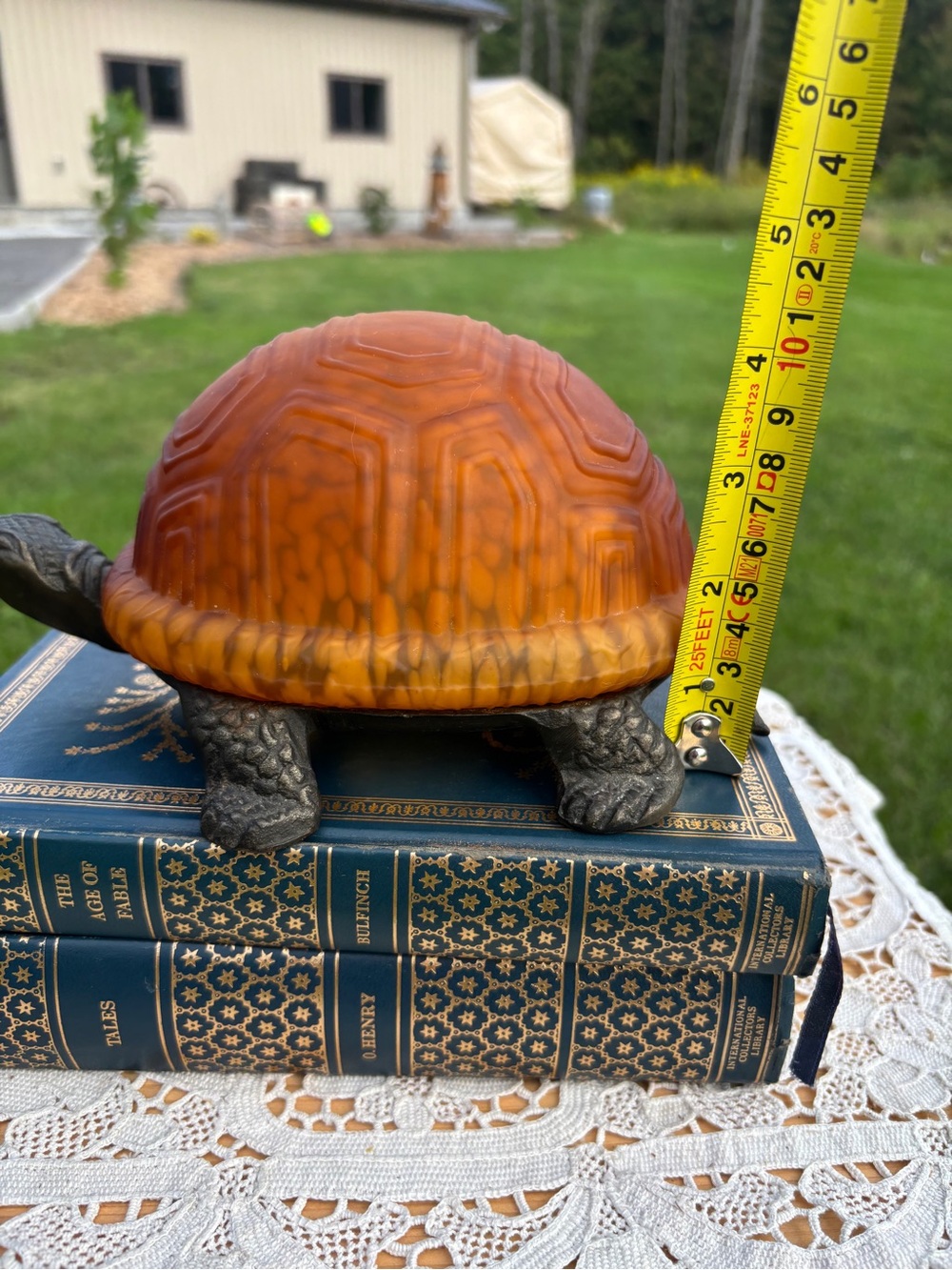 Vintage Turtle Lamp Amber Tiffany Style Glass Brass Base Tortoise Night Light - Picture 10 of 11